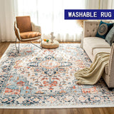 Washable Bedroom Rug, Soft Accent Rugs for Living Room，Non-Slip Low-Pile Floor Carpet