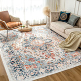 Washable Bedroom Rug, Soft Accent Rugs for Living Room，Non-Slip Low-Pile Floor Carpet