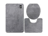 BATHROOM RUG SET 3 PIECES WITH TOLIET LID COVER,MICROFIBER MAT SET,MACHINE WASHABLE BATH RUG SET