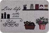 Paillasson en lin, tapis à dos en caoutchouc, tapis d'intérieur, paillasson gris, tapis de cuisine, motif personnalisable