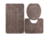 BATHROOM RUG SET 3 PIECES WITH TOLIET LID COVER,MICROFIBER MAT SET,MACHINE WASHABLE BATH RUG SET