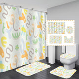 BATHROOM MAT PRINTED SET, WATERPROOF SHOWER CURTAIN AND FLANNEL BATH MAT,ANTI SLIP CARPET