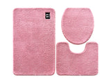 BATHROOM RUG SET 3 PIECES WITH TOLIET LID COVER,MICROFIBER MAT SET,MACHINE WASHABLE BATH RUG SET