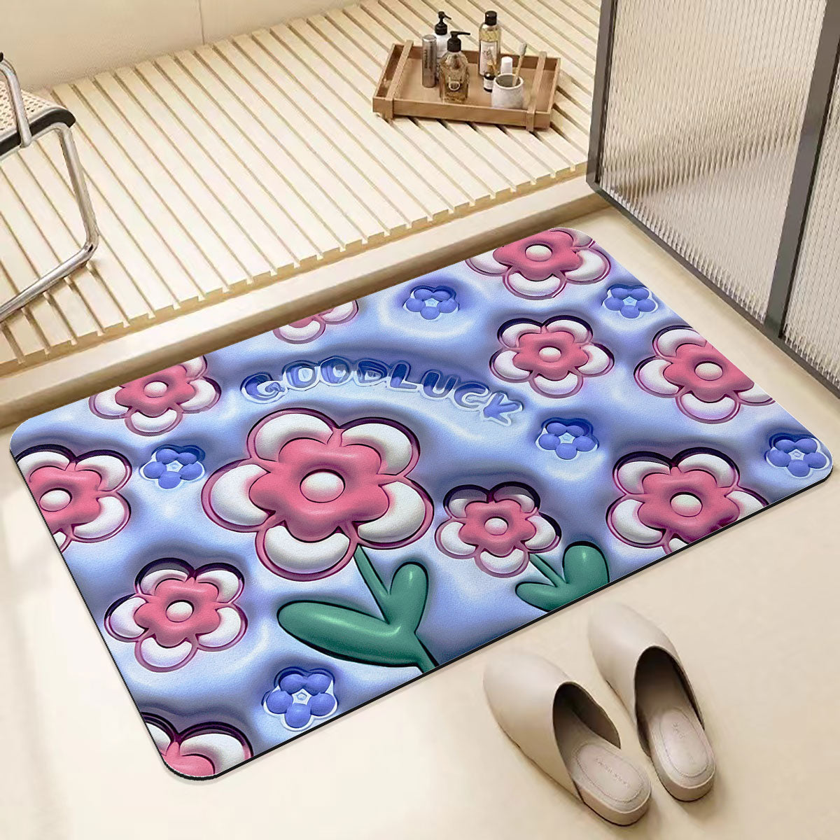 Absorbent bath mat,Bathroom rug,Non-slip bottom and soft surface,5D de –  aopeng@bright-crown