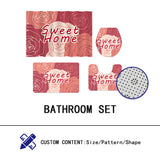 BATHROOM MAT PRINTED SET, WATERPROOF SHOWER CURTAIN AND FLANNEL BATH MAT,ANTI SLIP CARPET