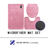 BATHROOM RUG SET 3 PIECES WITH TOLIET LID COVER,MICROFIBER MAT SET,MACHINE WASHABLE BATH RUG SET