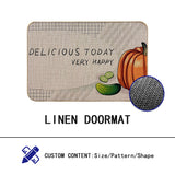 PUMPKIN LINEN DOOR MAT,WELCOME MAT,RUBBER BOTTOM NON-SLIP FLOOR CARPET,INDOOR AND  OUTDOOR MAT