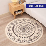 ROUND COTTON PRINT CARPET,BOHEMIAN STYLE BEDROOM BEDSIDE RUGS,COTTON MATS FOR LIVING ROOM,MACHINE WASHABLE