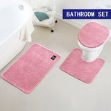 BATHROOM RUG SET 3 PIECES WITH TOLIET LID COVER,MICROFIBER MAT SET,MACHINE WASHABLE BATH RUG SET