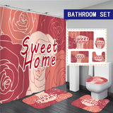 BATHROOM MAT PRINTED SET, WATERPROOF SHOWER CURTAIN AND FLANNEL BATH MAT,ANTI SLIP CARPET