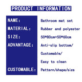 BATHROOM TOILET RUGS,ULTRA THIN WASHABLE TOILET RUGS SET FOR BATHROOM 2PIECE,BATHROOM NON SLIP,EASY CLEAN RUBBER BACK RUGS