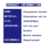 Paillasson en polypropylène, tapis d'intérieur, lavable en machine, antidérapant