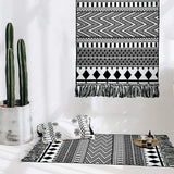 COTTON AREA RUG,BLACK AND WITHE RUGS,WITH TASSELS HOBO AREA CARPETS,USE FOR KITCHEN,BEDROOM,LIVING ROOM,ETC