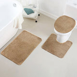 BATHROOM RUG SET 3 PIECES WITH TOLIET LID COVER,MICROFIBER MAT SET,MACHINE WASHABLE BATH RUG SET